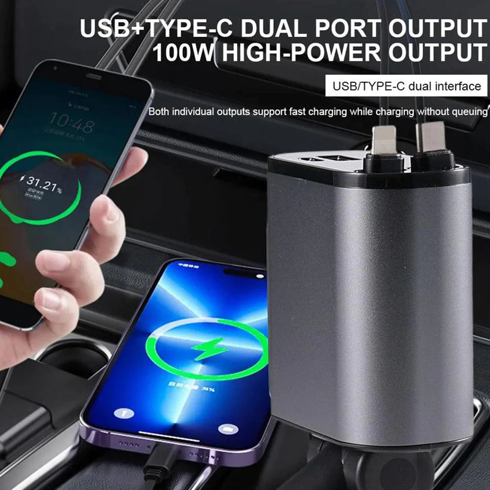 4-in-1 Fast Car Charger⭐️⭐️⭐️⭐️⭐️ (4872+)